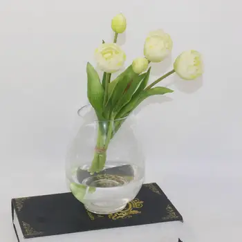 1 Csokor Hamis Virág Dekoráció Népszerű PVC Mesterséges Virága a Hosszú Szár Tulipán Hamis Virág Dekoráció Bonsai