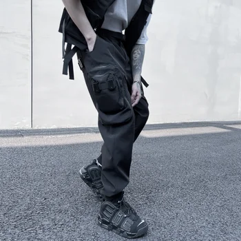2023 Tavaszán koreai stílus, egyedi nagy pocket design nadrág férfi alkalmi laza zsebében munka sugár Nadrág férfi nadrág,M-3XL
