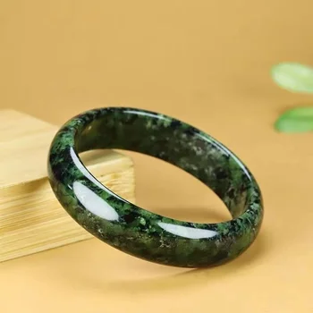 2023 Valódi, Természetes Fekete Zöld Jade 54-65mm karperec Karkötő Divat Varázsa Ékszerek Kiegészítők Kézzel Faragott Amulett Ajándékok Nőknek