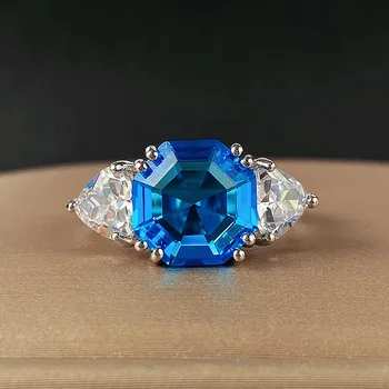 2023 Új Érkezés 925 Sterling Ezüst Luxus Kék Hercegnő Eljegyzési Gyűrűt A Nők, Barátok, Évfordulós Ajándék Ékszer Nagykereskedelem