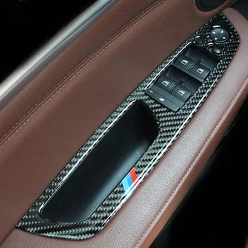 4DB Szénszálas Autó Ablak Emelő Kapcsoló kezelőpanel Keret Dekoráció Újítani, Trim Matricák BMW X5 E70 X6 E71 Tartozékok