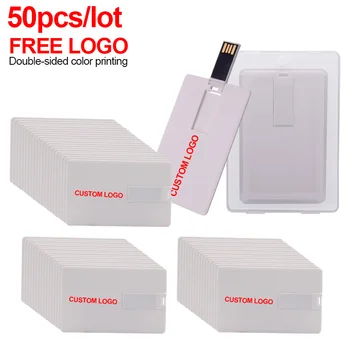 50pcs/sok Logó Szabott Hitel Kártya 16 GB 32 GB 64 gb-os USB pendrive, USB 2.0 Pendrive 4 GB 8 gb-os Memory Stick Pen Drive Ajándékok