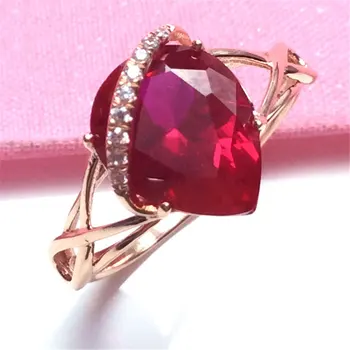 585 Lila Aranyozott 14k Rose Gold Fényes Ruby Cseppek Gyűrűk Nők Nyitó Állítható Varázsa, Elegáns, Luxus Ékszerek