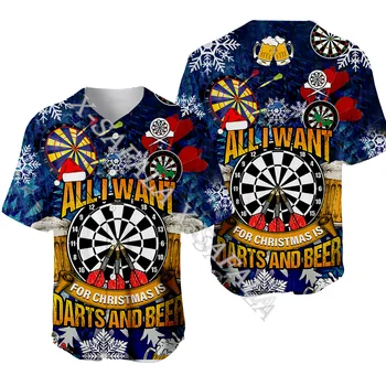 A szerelem Ajándék Darts Játékos Klub Tűz Koponya 3D Nyomtatás Háló Üvegszálas Baseball Jersey Pólók Felsők Tee Férfi Streetwear Rövid Ujjú Sport