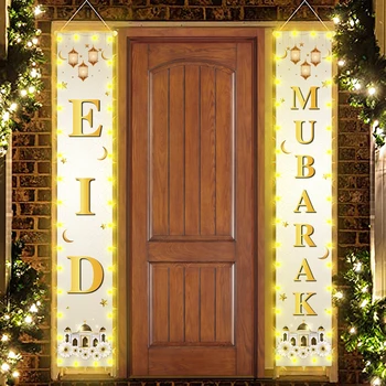 Eid Mubarak Ajtó Banner A Fény Ramadan Dekoráció Otthon Iszlám Muszlim Fél Decor Ramadan Eid Al Adha Ajándékok