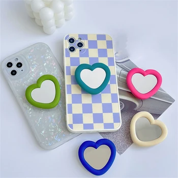 INS koreai Aranyos 3D Szerelmes Szív Tükör Lusta Griptok Konzol iPhone 14Pro Max Szilikon Telefon tulajdonosa Gyűrű Támogatás Állni Markolat Tok