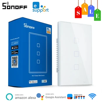 Itead SONOFF T1/T2/T3/TX T0 EU/UK/US 1/2/3Gang WiFi Smart Wall Érintse meg a Kapcsolót Intelligens Otthon Vezérlés Ewelink APP/RF433/Hang/Touch