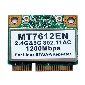 Kétsávos, 2,4 G/5 ghz-es WIFI Wlan Adapter 1200Mbps MT7612EN Wi-fi Vezeték nélküli Kártya Mini PCI-E Kártya MT7612