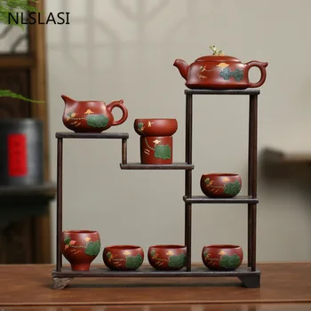 Kézzel Készített Vízforraló Szűrő Teáscsésze Hivatal Teaware Drinkware Teaszertartás Kínai Lila Homok Tea Szett Háztartási Teáskanna