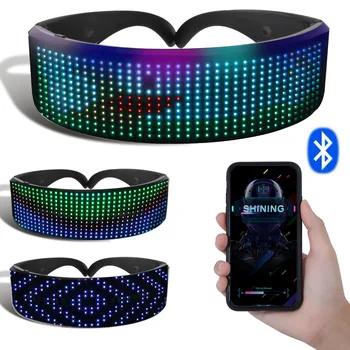 LED Kellék, Parti Bár Fesztivál Teljesítmény DIY Futurisztikus Elektronikus Szemüveg Bluetooth Világító Szemüveg