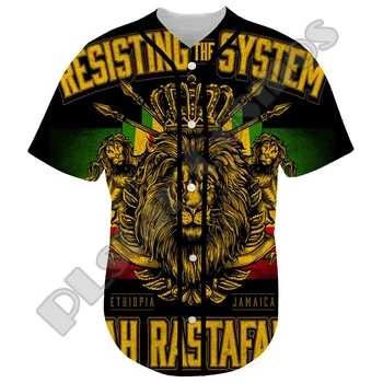 NewFashion Bob Marley Rasztafári Oroszlán Vintage Reggae Retro Tetoválás 3DPrint Harajuku Nyári Baseball Ingek Jersey Rövid Ujjú X8