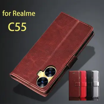 Realme C55 Luxus Pénztárcát Esetben az OPPO Realme C55 Esetben Flip Bőr hátlapot Kártya-tartó Tok Telefon Shell Fundas coque közelében
