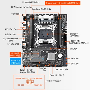 X99M-G Számítógép Alaplap, Memória 128GB Asztali Számítógép Alaplapja Gigabit NIC 5.1 Csatorna Támogatja LGA2011-3 V3/V4 PCI-E 16X/4X