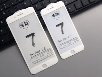 Ívelt él Teljes Képernyő Lefedettség Edzett Üveg kijelző Védő fólia iPhone 7 Fekete-Fehér 50pcs/nagyon Gyors Szállítás a DHL