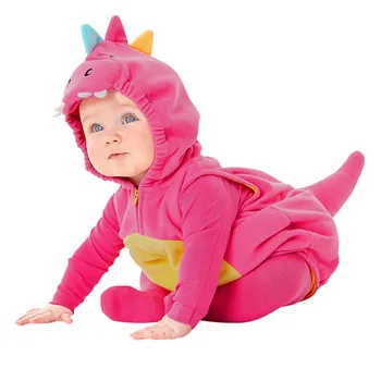 Újszülött Aranyos Rózsaszín Dinoszaurusz Gyermek Bébi Rugdalózó Fiú Lányok Halloween Cosplay Jelmez Csecsemő Fleece Puha Overál Baba Ruházat