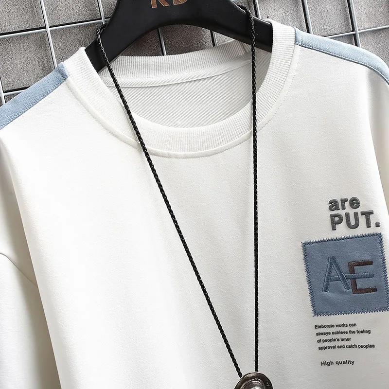 2023 koreai Verzió Új Monogram Hímzés Patchwork Pulóver Férfi kapucnis felső Tavaszi Őszi Kapucnis Alkalmi Ruhát Streetwear
