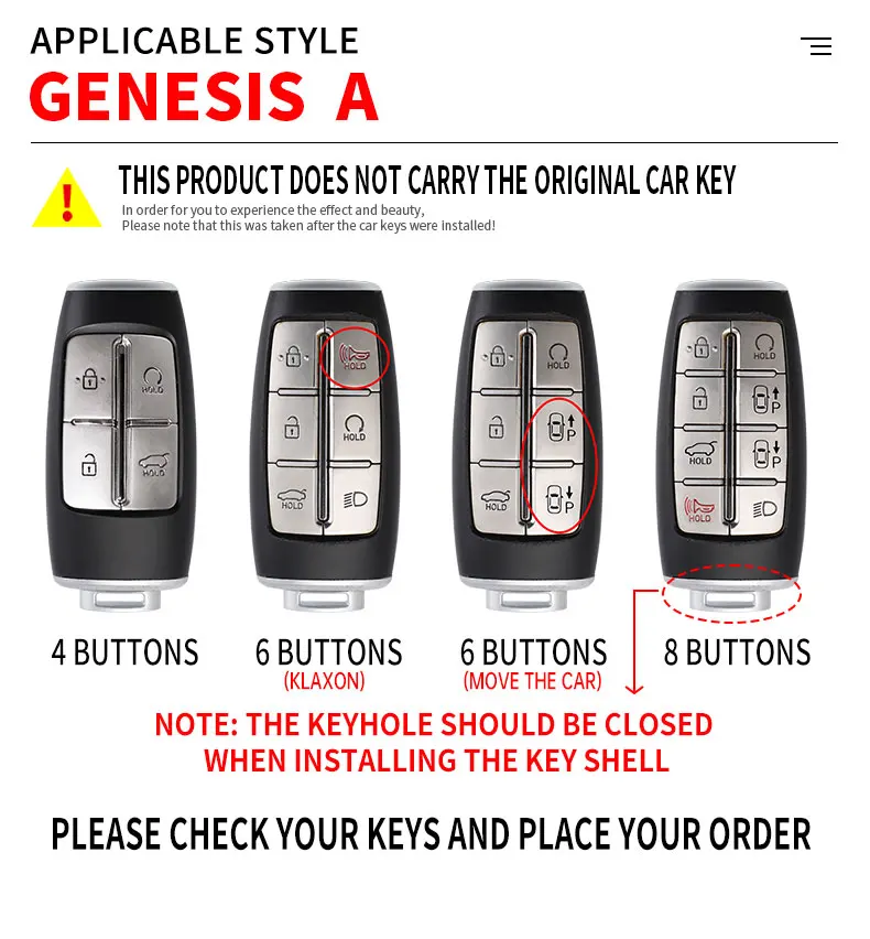 Cink Ötvözet Autó Kulcs burkolata tartó Hyundai Genesis GV70 GV80 GV90 2020 2021 2022 Kulcs gyűrűnek Védő Autó Tartozékok