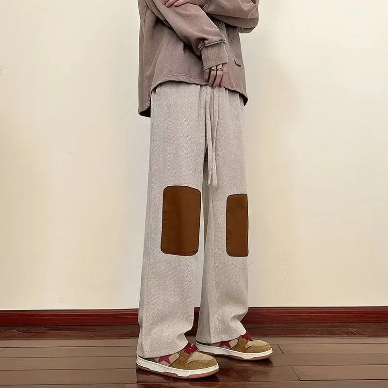 Férfi Nadrág Harajuku Vintage Laza Széles Láb Streetwear Alkalmi Hip-Hop Egyenes Nadrág