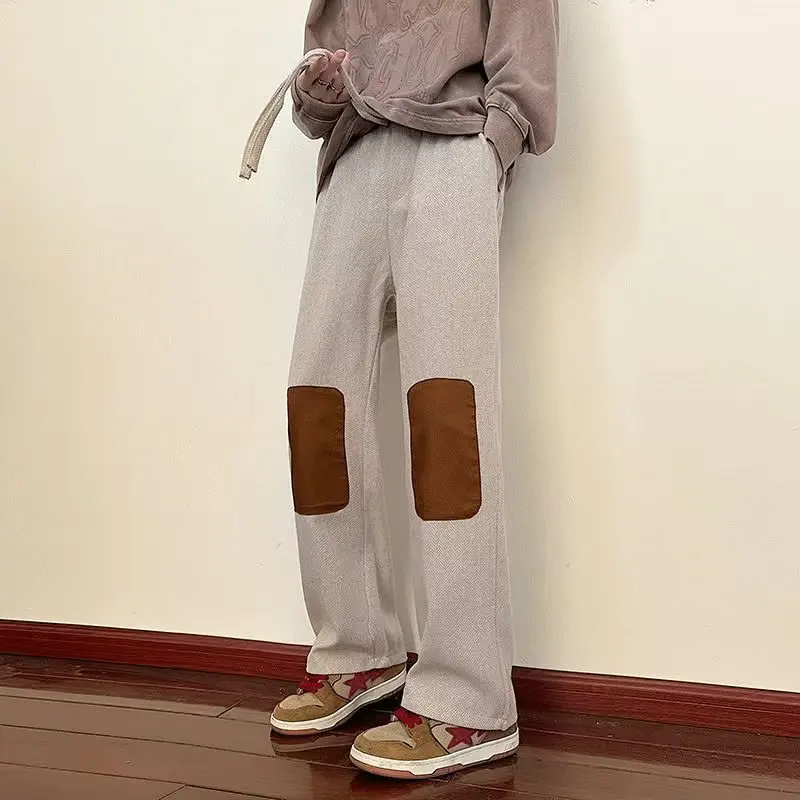 Férfi Nadrág Harajuku Vintage Laza Széles Láb Streetwear Alkalmi Hip-Hop Egyenes Nadrág