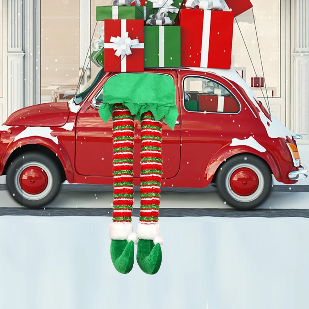 Karácsonyi Manó Lábak Kötött Pamut Karácsonyi Manó Lábak Dekoráció 3D Elf Ragadt a karácsonyfa Aranyos a karácsonyfa Kandalló Autó