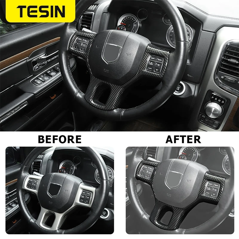TESIN Autó Kormánykerék Dekorációs Fedél Matricák Dodge RAM 2010 2011 2012 2013 2014 2015 2016 2017 Belső Kiegészítők